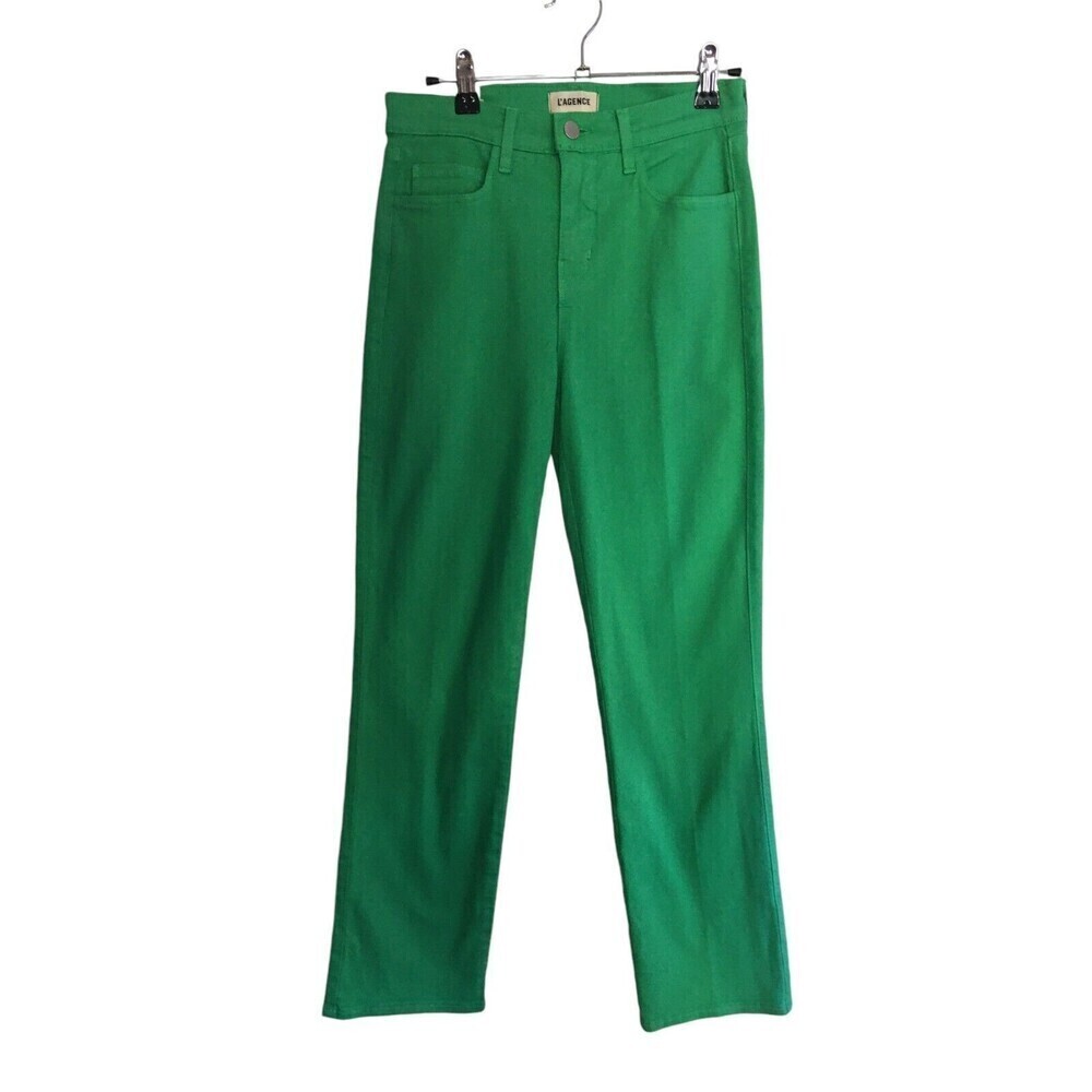 L'Agence Jeans Women's Size 25 Grass Green Alexia High Rise Straight Leg